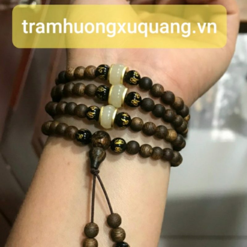 Vòng tay phong thủy mệnh Kim hoặc Vòng tay phong thủy mệnh Thủy - Vòng tay trầm hương 108hạt