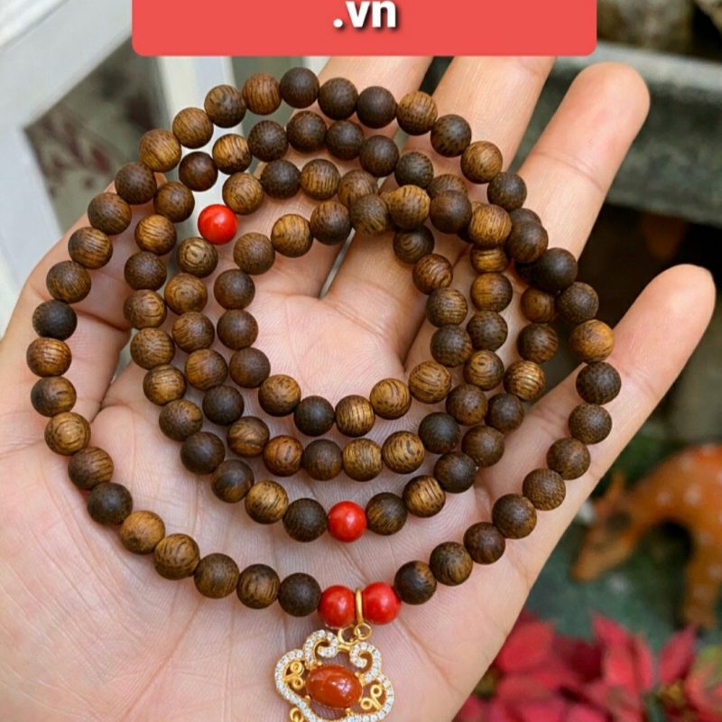 Vòng tay phong thủy mệnh Thổ hoặc Vòng tay phong thủy mệnh Hỏa - Vòng tay trầm hương 108hạt