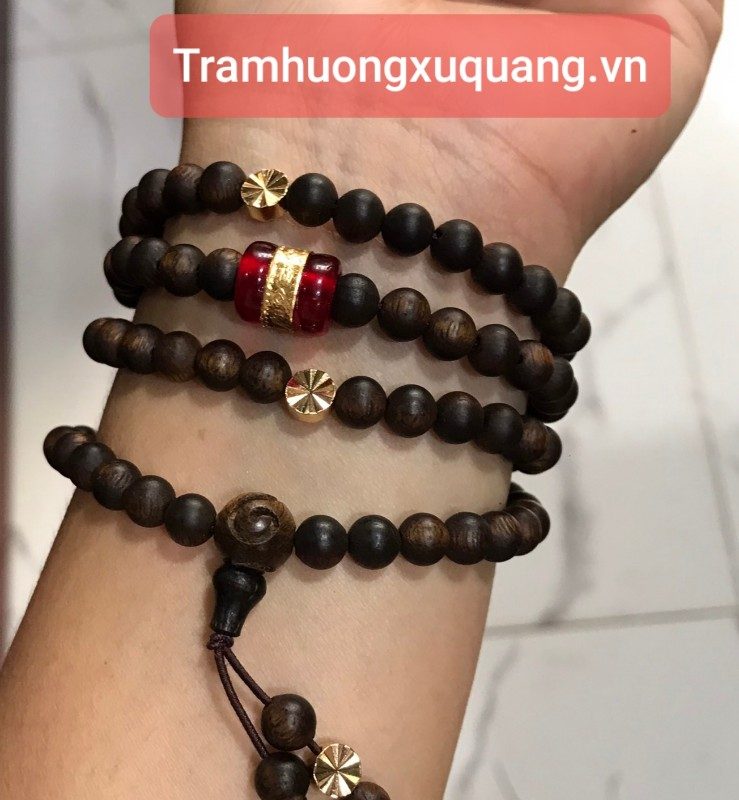 Vòng tay phong thủy mệnh Thổ hoặc Vòng tay phong thủy mệnh Hỏa - Vòng tay trầm hương 108hạt